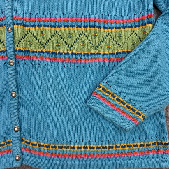 Pendleton Womens Sweater XL Blue Cardigan Aztec Southwestern Beaded V-neck - Picture 4 of 9